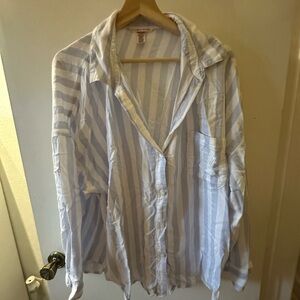 Victoria's Secret Blue and White Striped Pajama Top
